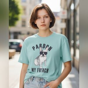 French Bulldog Pardon My French Graphic Tee -XL Funny Pets Dog